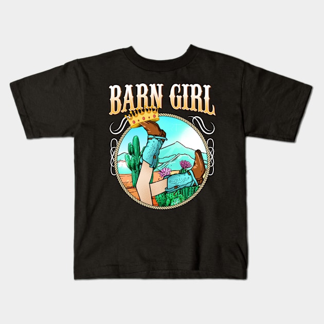 Barn Girl I Equestrian Pony Horse Fan Kids T-Shirt by biNutz